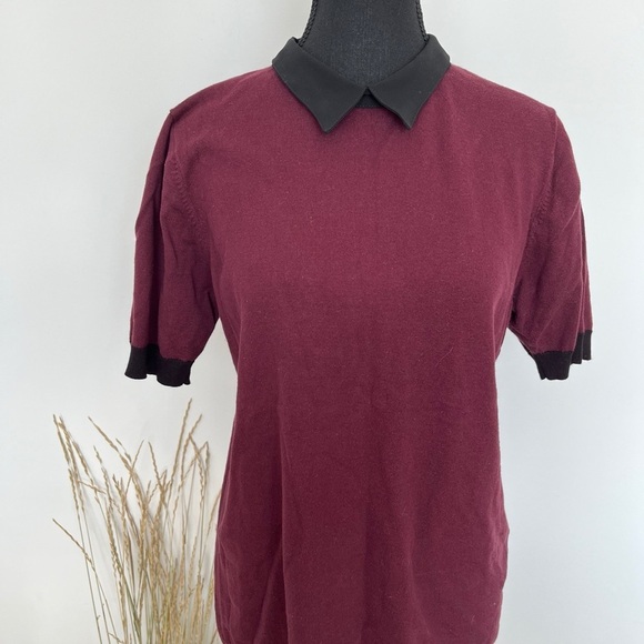 Twik Chic Burgundy Blouse with Black Collar size large kids - Picture 2 of 5